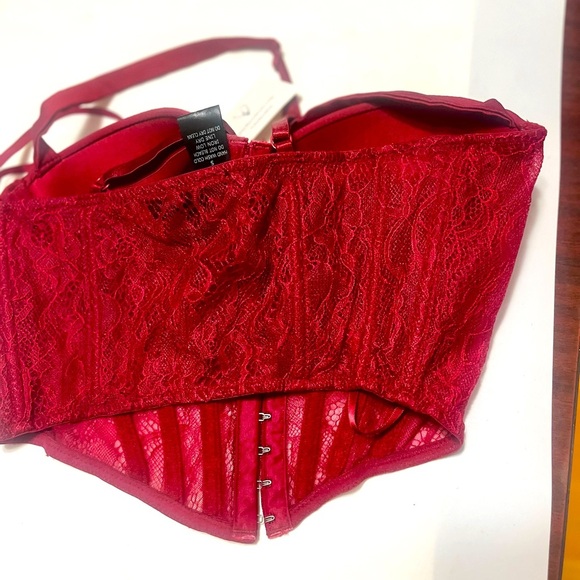 Windsor Burgundy Sweetheart Corset Sz S Crisscross Straps Lace - Picture 6 of 7